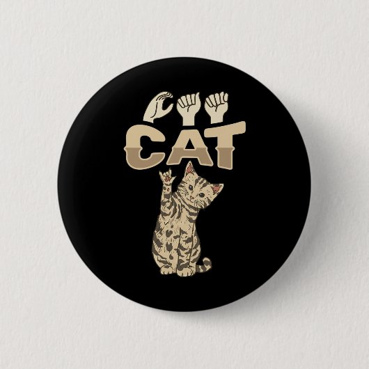 Ich liebe Katze ASL-Handgeste Gehörloser Hörverlus Button (Vorderseite)
