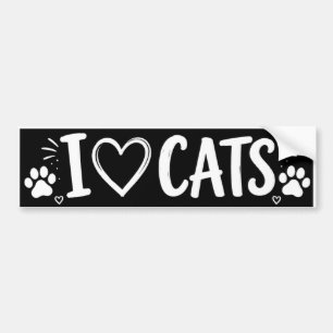 Ich liebe Katzen Aufkleber Schwarz und Weiß Autoaufkleber