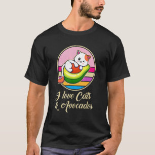 Ich liebe Katzen & Avocados Retro-Vegane Vegetarie T-Shirt