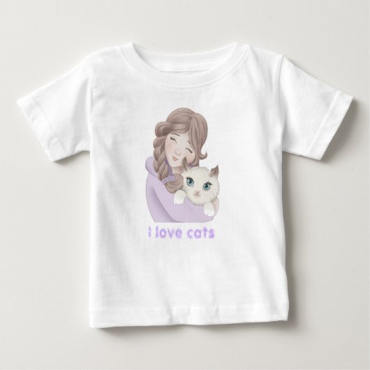 "Ich Liebe Katzen" Baby T-shirt (Vorderseite)