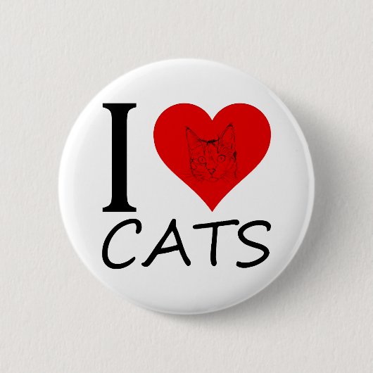 Ich liebe Katzen Button (Vorderseite)