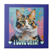 Ich Liebe Katzen! Fliese (Vorderseite)