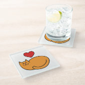 Ich Liebe Katzen Glasuntersetzer (Schrägansicht)