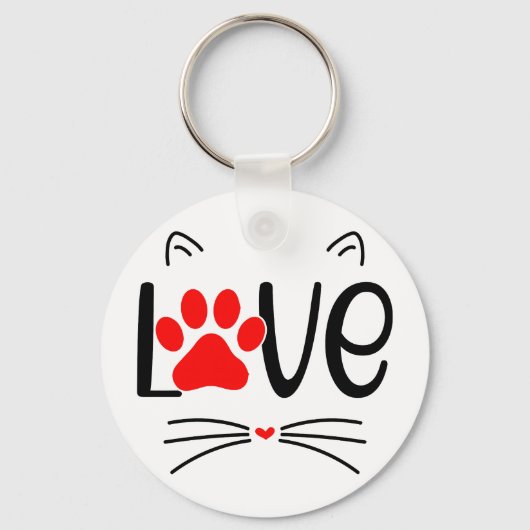 Ich Liebe Katzen Graphic with Whiskers and Oars Schlüsselanhänger (Vorderseite)