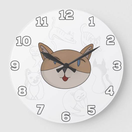 Ich Liebe Katzen Große Wanduhr (Vorderseite)