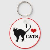 Ich Liebe Katzen & Herz mit schwarzer Katze, Kätzc Schlüsselanhänger (Vorderseite)