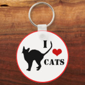 Ich Liebe Katzen & Herz mit schwarzer Katze, Kätzc Schlüsselanhänger (Vorderseite)