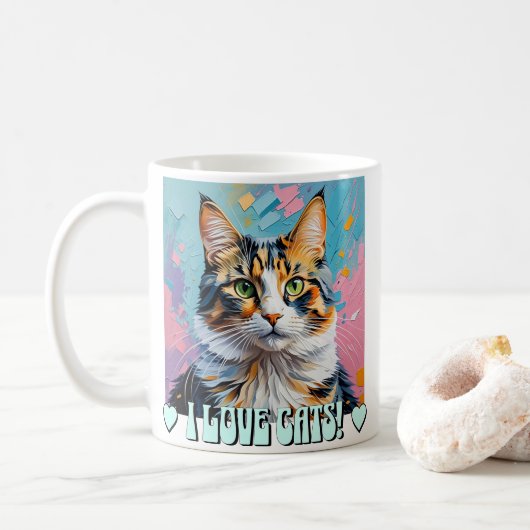 Ich Liebe Katzen! Kaffeetasse (Mit Donut)