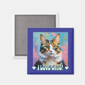 Ich Liebe Katzen! Magnet (Vorderseite/Rückseite)