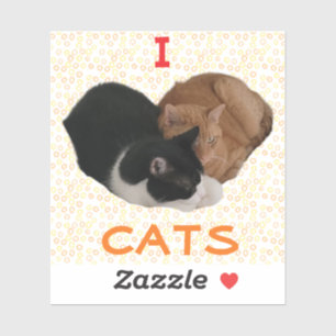 Ich liebe Katzen mit Katzenherz Aufkleber