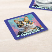 Ich Liebe Katzen! Rechteckiger Pappuntersetzer (angewinkelt)
