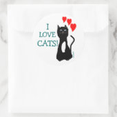 Ich Liebe Katzen! Runder Aufkleber (Tasche)