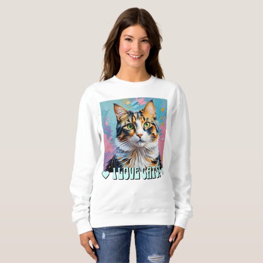 Ich Liebe Katzen! Sweatshirt (Vorne ganz)
