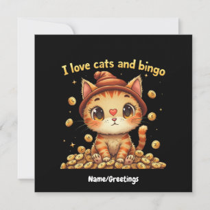 Ich liebe Katzen und Bingo Perfekte Kombination Bi Einladung