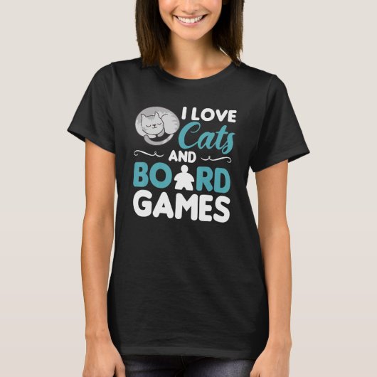 Ich Liebe Katzen und Brettspiele T-Shirt (Vorderseite)