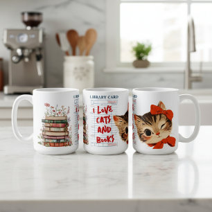 Ich liebe Katzen und Bücher Kaffeetasse