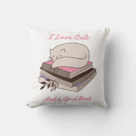 Ich Liebe Katzen und ein gutes Buch Kissen