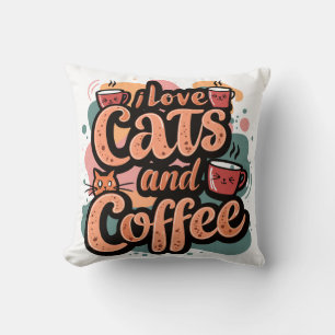 Ich Liebe Katzen und Kaffee Kissen