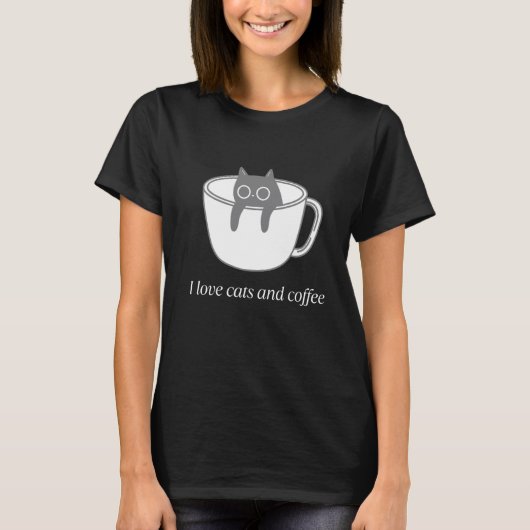 Ich liebe Katzen und Kaffee T-Shirt (Vorderseite)