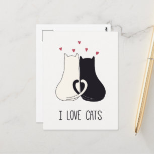 Ich liebe Katzen Zwei Katzen in Liebe Postkarte