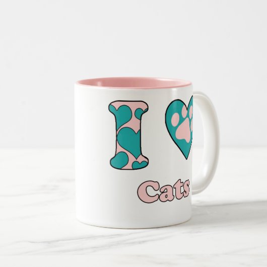 Ich Liebe Katzen Zweifarbige Tasse (VorderseiteRechts)
