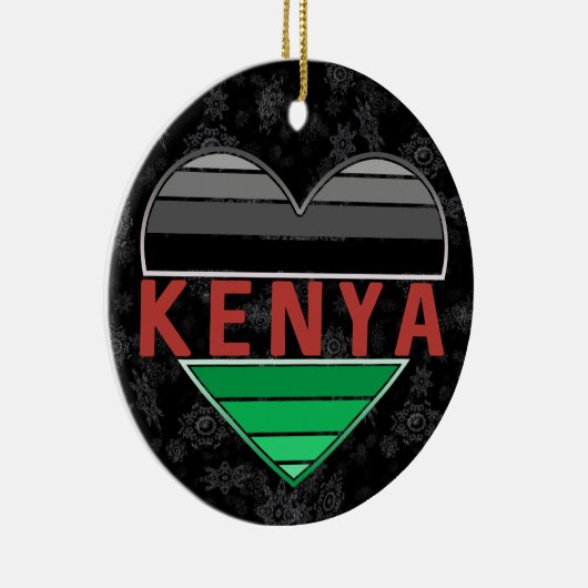 Ich Liebe Kenia, Kenianer T - Shirt für Herz Keramik Ornament (Rechts)
