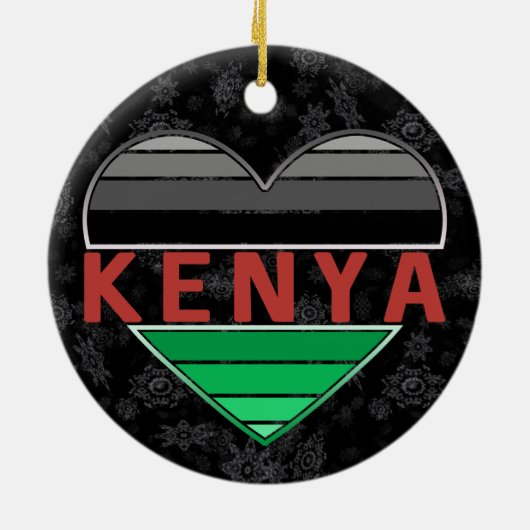 Ich Liebe Kenia, Kenianer T - Shirt für Herz Keramik Ornament (Hinten)