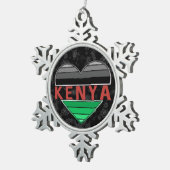 Ich Liebe Kenia, Kenianer T - Shirt für Herz Schneeflocken Zinn-Ornament (Rechts)