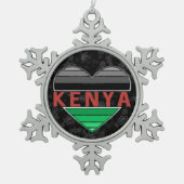 Ich Liebe Kenia, Kenianer T - Shirt für Herz Schneeflocken Zinn-Ornament (Vorderseite)