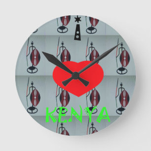 Ich liebe Kenia Kunstposter Runde Wanduhr