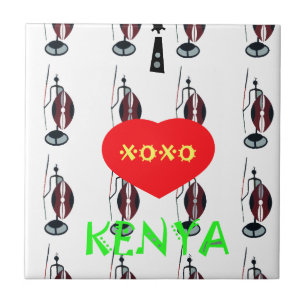 Ich liebe Kenia Maasai-Kunstprint Fliese