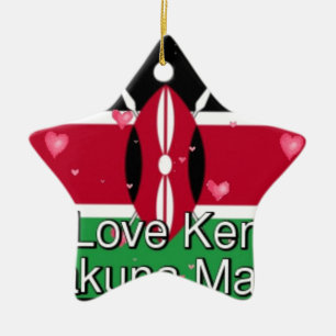 Ich liebe Kenia und "Hakuna Matata" Kunstdruck Keramikornament