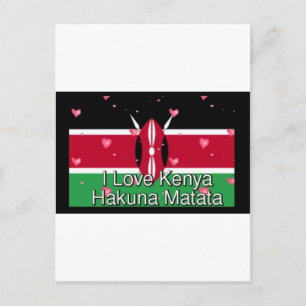 Ich liebe Kenia und "Hakuna Matata" Kunstposter Postkarte