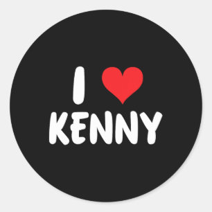 Ich liebe Kenny - Herz - Name Runder Aufkleber