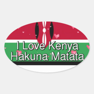 Ich Liebe! Kenya Hakuna Matata Ovaler Aufkleber