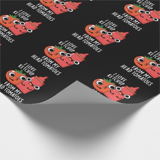 Ich Liebe Ketchup von meinem Kopf Tomaten Dark BG Geschenkpapier (Ecke)