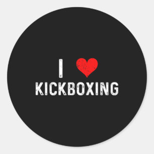 Ich liebe Kickboxen - Heart Kickboxers Martial Art Runder Aufkleber
