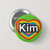 Ich liebe Kim. Ich liebe dich Kim. Herz Button (Vorne & Hinten)