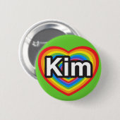 Ich Liebe Kim. Ich Liebe dir Kim. Herz Button (Vorne & Hinten)