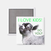 ICH LIEBE KINDER? Baby Goat Square Magnet (Vorderseite/Rückseite)