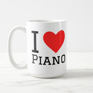 Ich liebe Klavier-Quadrat-Aufkleber Kaffeetasse