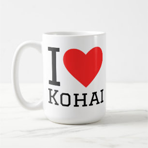 Ich liebe kohai Quadrat-Aufkleber Kaffeetasse