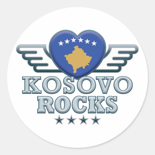 Ich Liebe Kosovo. Runder Aufkleber (Vorderseite)