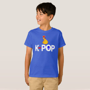 ♥Ich liebe KPop Koreanischer Stil süßer Herzfinger T-Shirt