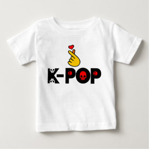 ♥Ich liebe KPop Koreanischer Stil süßes Herz Finge Baby T-shirt