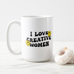 Ich liebe kreative Frauen (schmelzender Smiley) Kaffeetasse