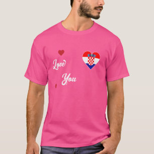 Ich liebe Kroatien mit kroatischer Flagge in einem T-Shirt