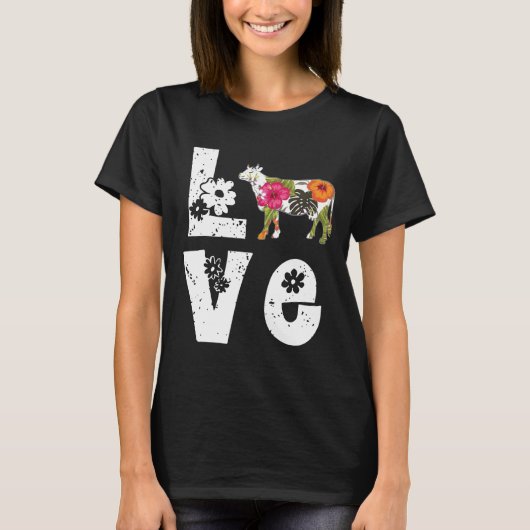 Ich liebe Kühe Blume T-Shirt (Vorderseite)