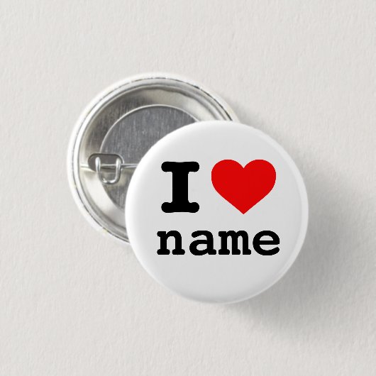 "ICH LIEBE (kundengerechter Name) " Button (Vorne & Hinten)