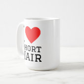 Ich liebe kurzes Haar Kaffeetasse (Vorderseite Links)